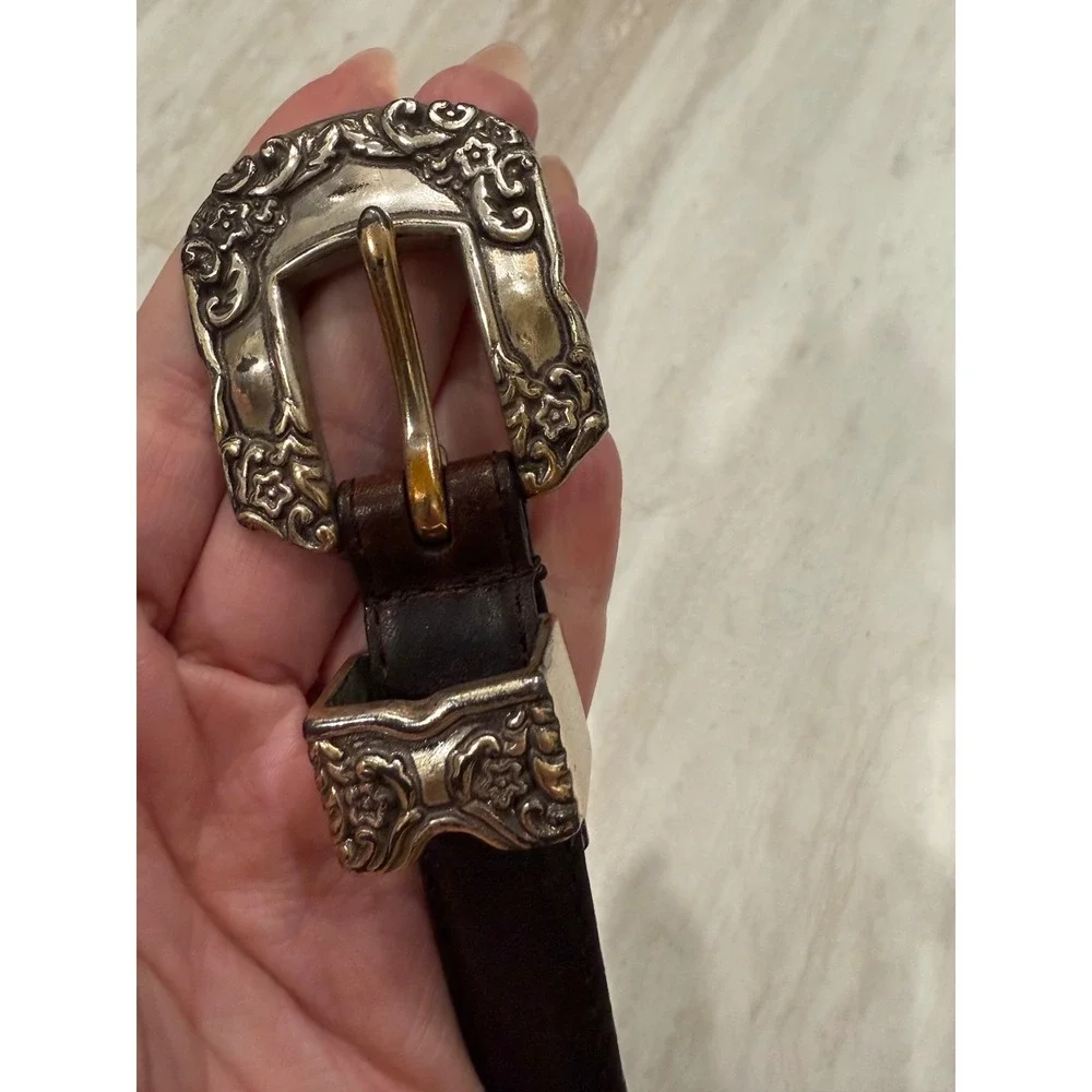 Vintage 90s John Rich and Bros. Woolrich Dark Brown Braided Leather Western Belt